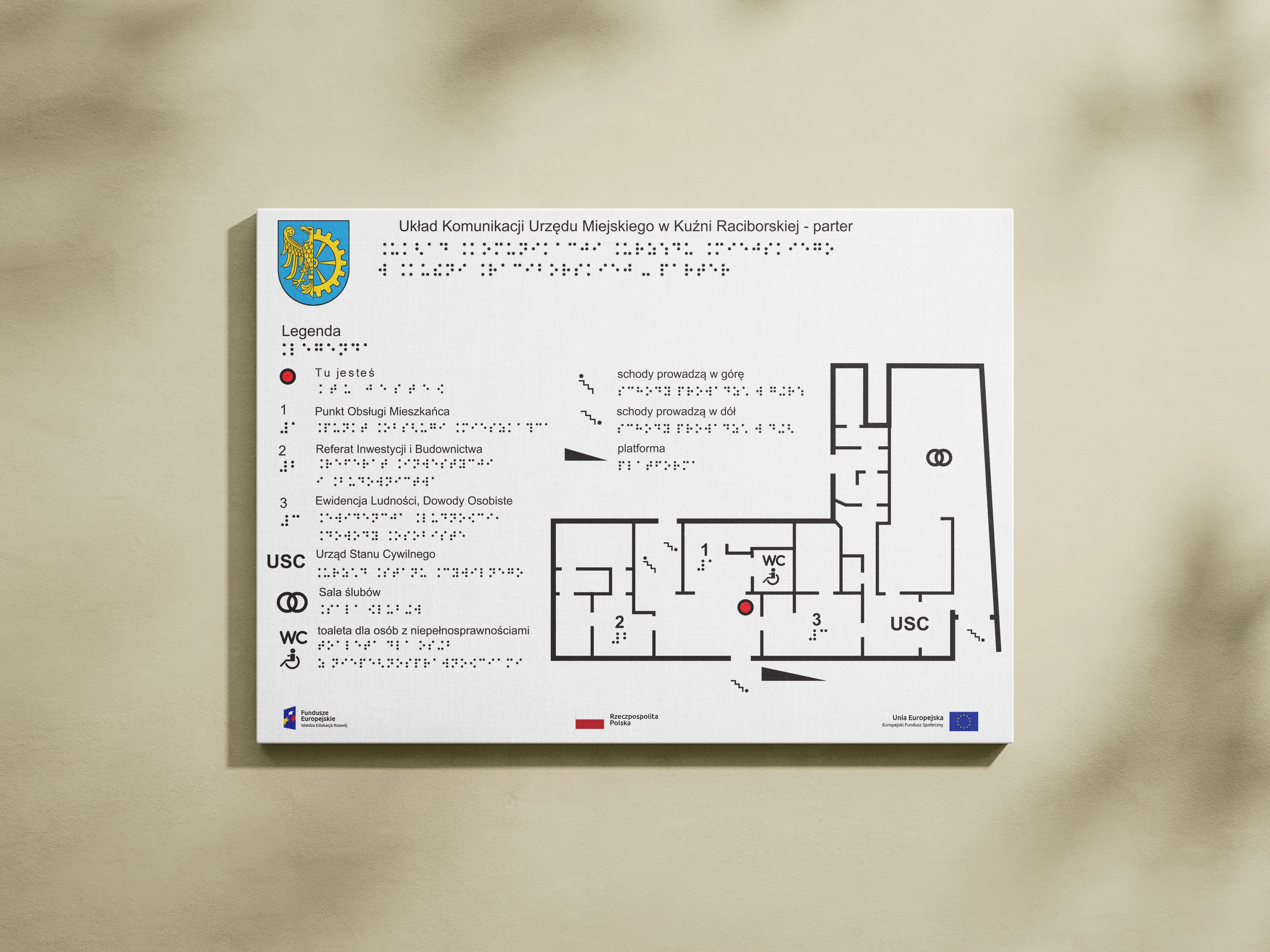 Plan tyflograficzny Urzędu Miasta w Kuźni Raciborskiej